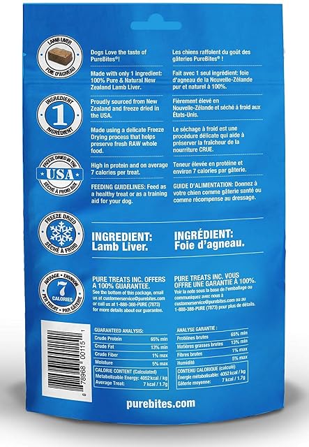 Foto 2 de 3 de PureBites Dog Lamb Liver Freeze Dried Natural Healthy Treats 3.35oz - 3 Pack