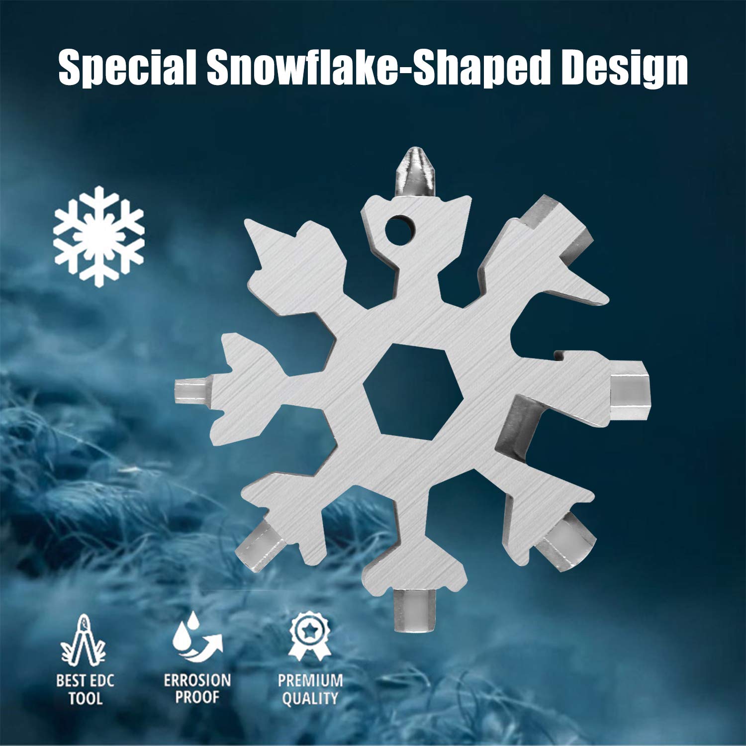 Utensile multiuso fiocco di neve 18-in-1 acciaio inox