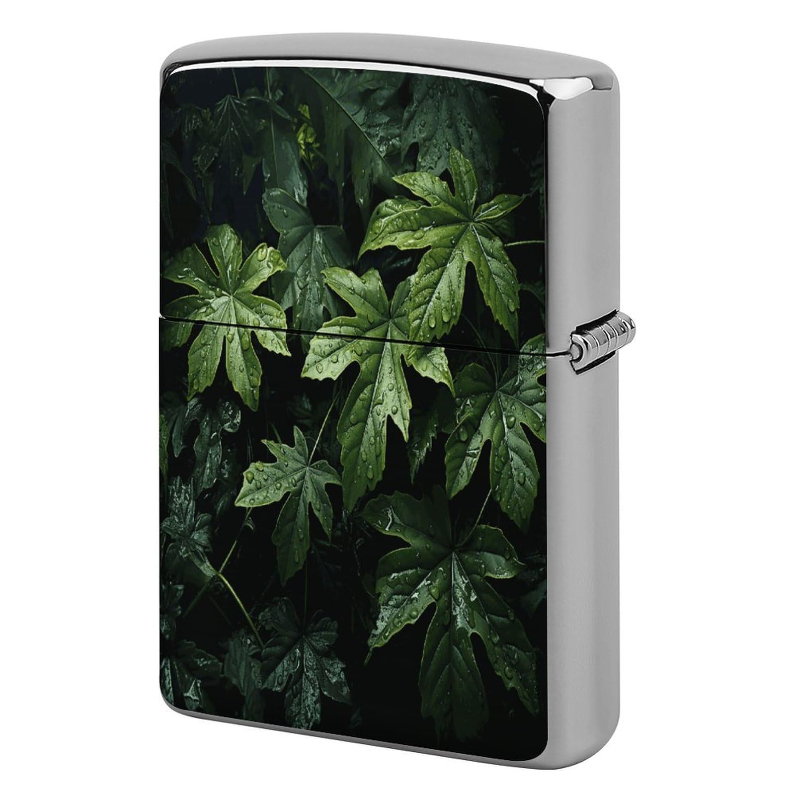 Fekiloot Style Green Leaves Pattern Lighter Case Cover Lighter Holder