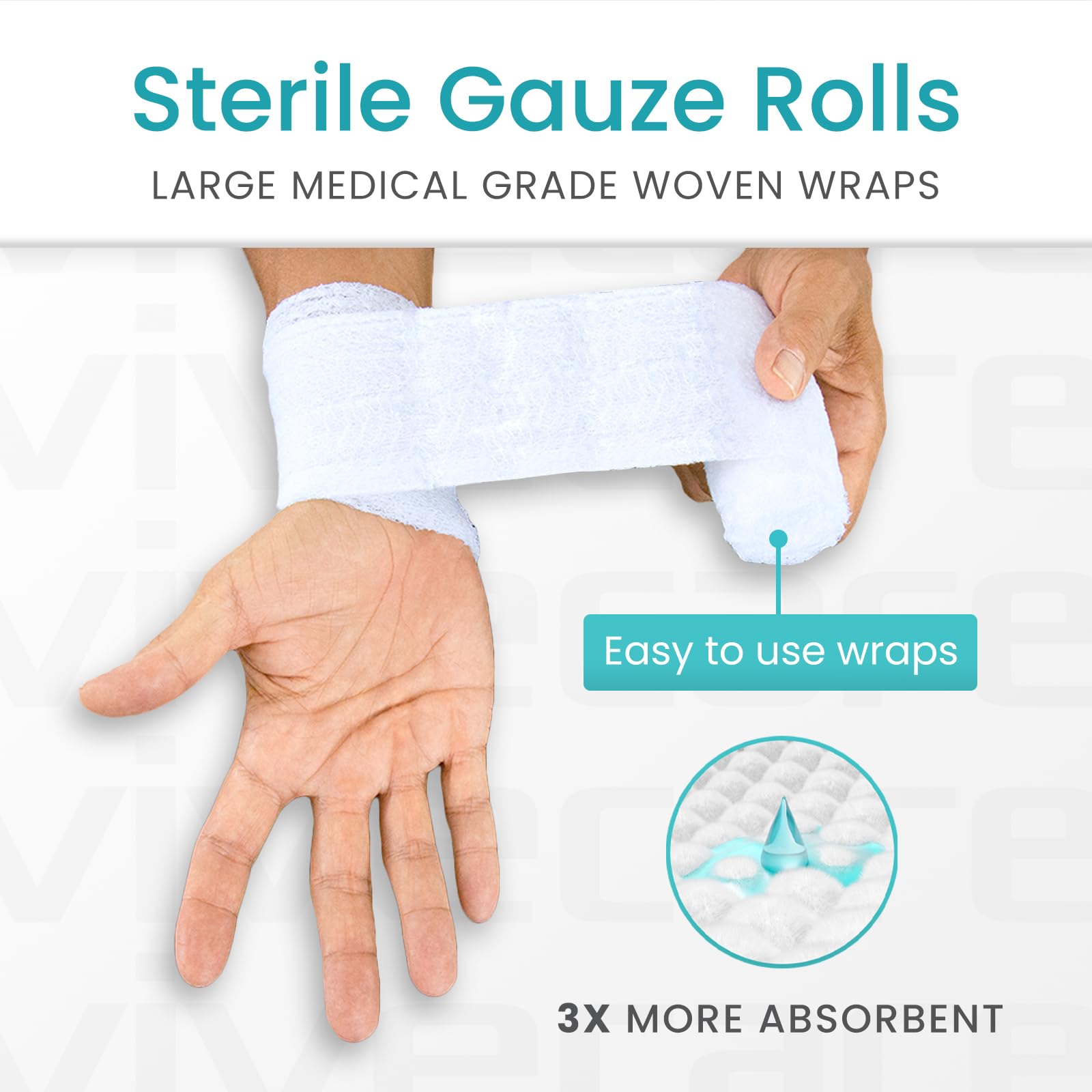 Vive Care XL Gauze Wrap Roll for Wounds (12 Count) Large Sterile Rolls — Amazon image 2