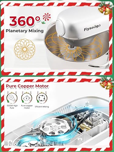 Miniatura 6 de Mezclador de pie 8-EN-1 de 8.5 cuartos de galón, 2000W, mezclador de cocina eléctrico multifuncional de fermentación de 6 velocidades con cabezal