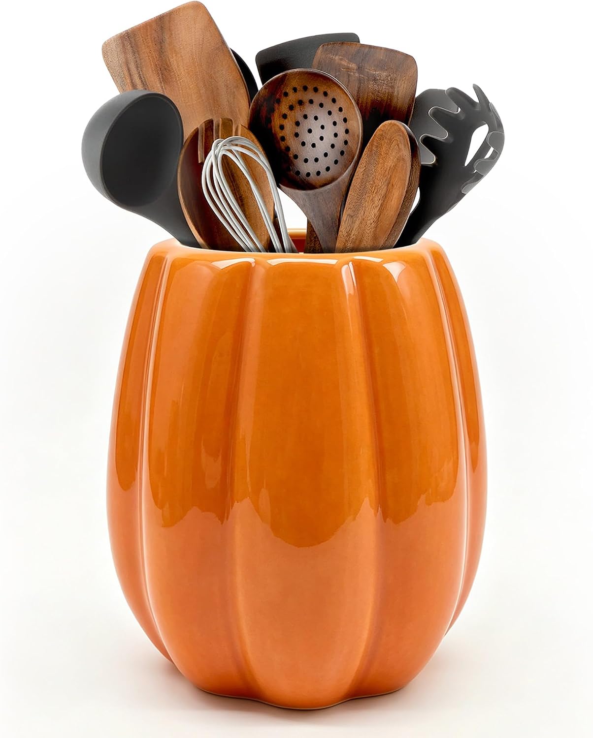 pinata Fall Kitchen Decor, Ceramic Fall Pumpkin Utensil Holder