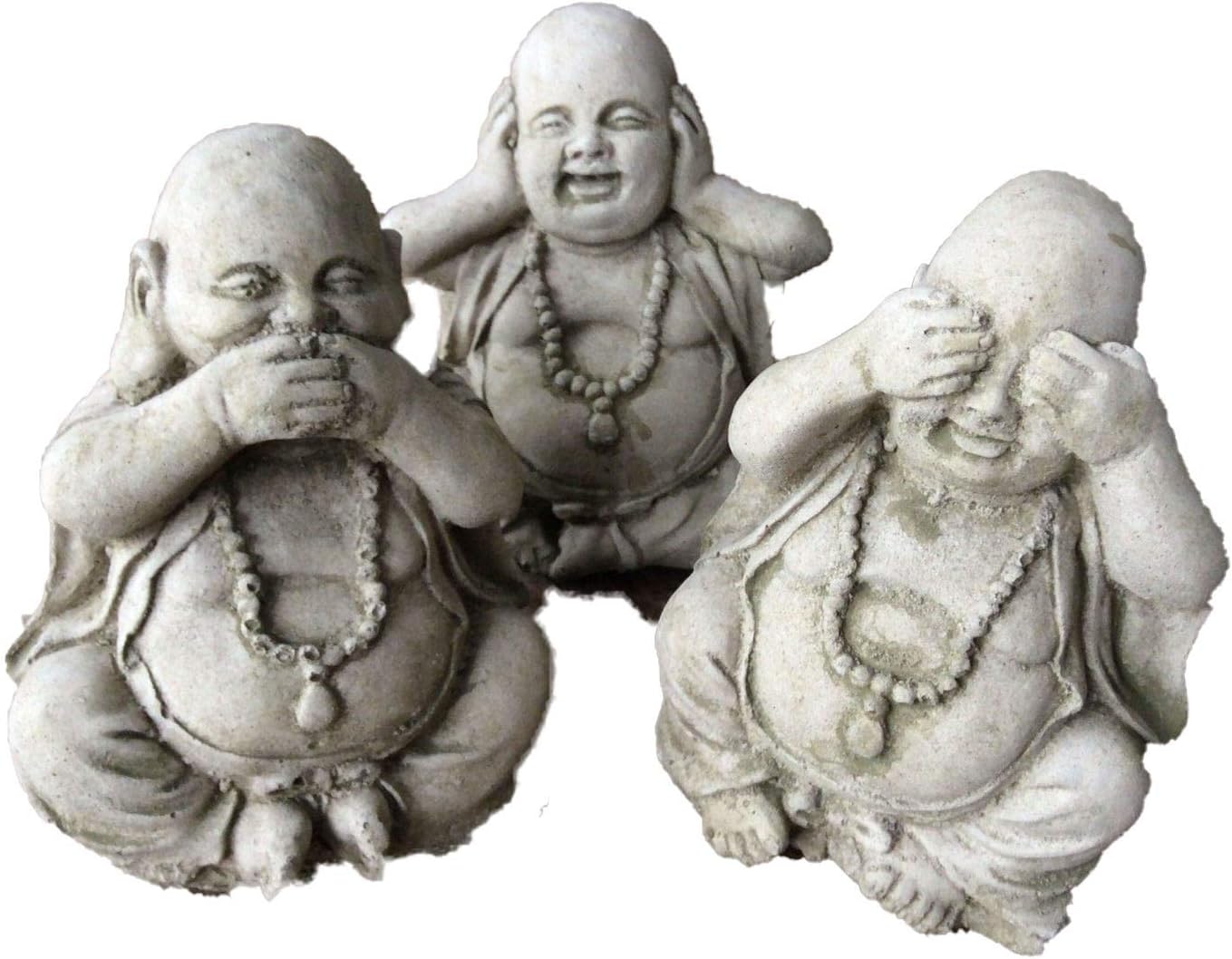 Stone garden 3 wise Buddha ornaments God shrine alter meditation