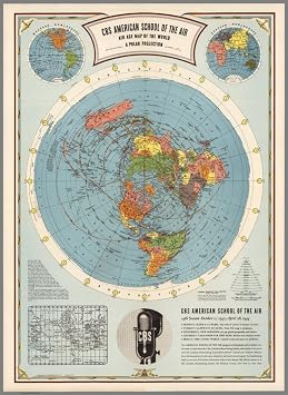 Flat Earth CBS American School of The Air Map Hammond Circa 1953 MAP Print