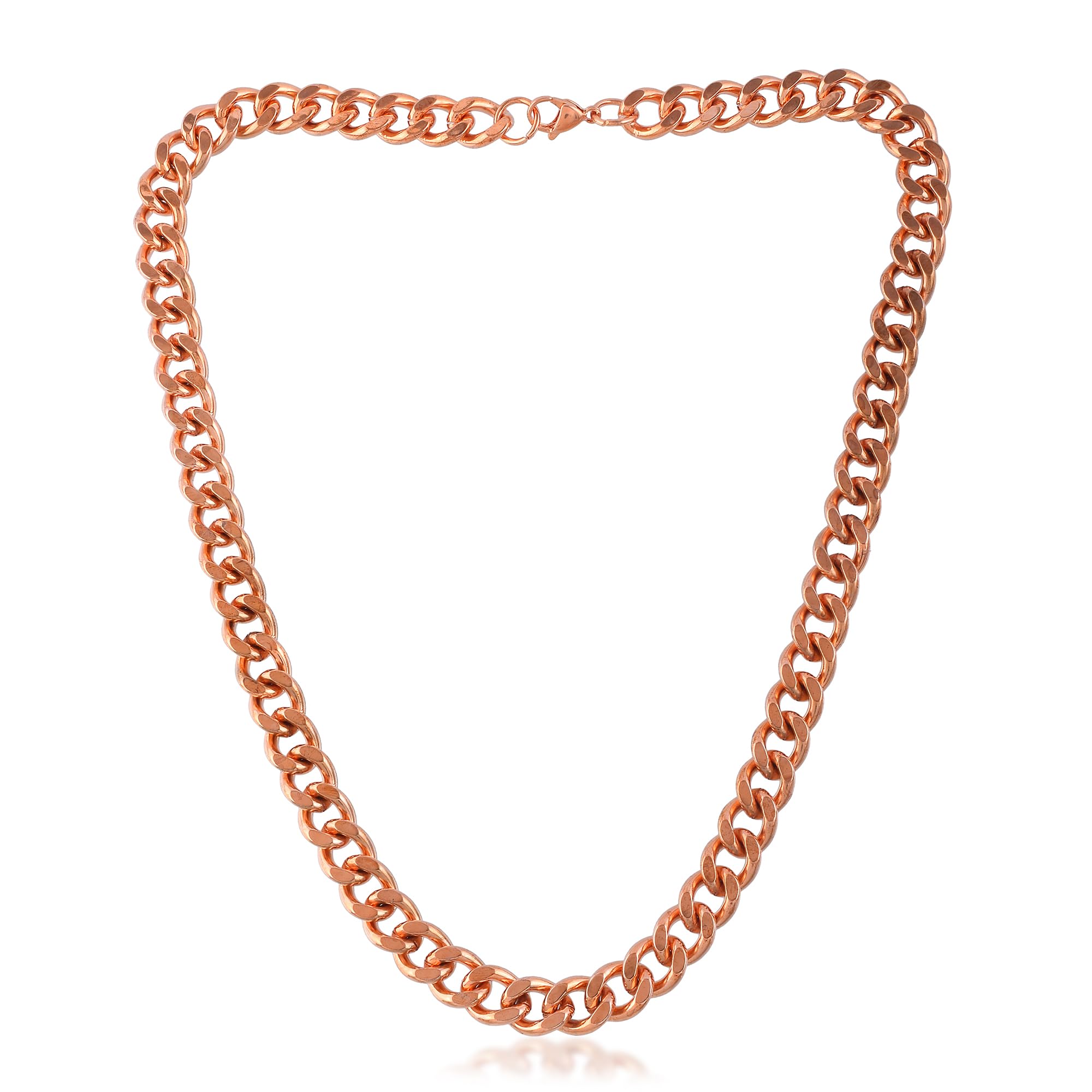 Premium Pure Copper thick heavy broad Maco Chain necklace for Men | Rose Gold Plated | 22 Inch”/ 111 Grams (NKSV1187)