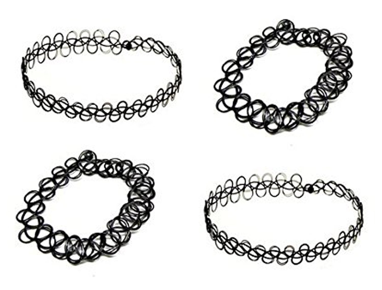 Streamline 4 Pieces Henna Tattoo Set | 2 Necklaces + 2 Bracelets | Black Choker Set | Tatto Henna Jewelry Neckless and Bracelet Set of 4 Pieces | Black Vintage Gothic Stretch (Elastic) Choker Collar Necklace + Bracelet | 80´s 90´s (B073BP3CCP) Amazon Price History, Amazon Price Tracker