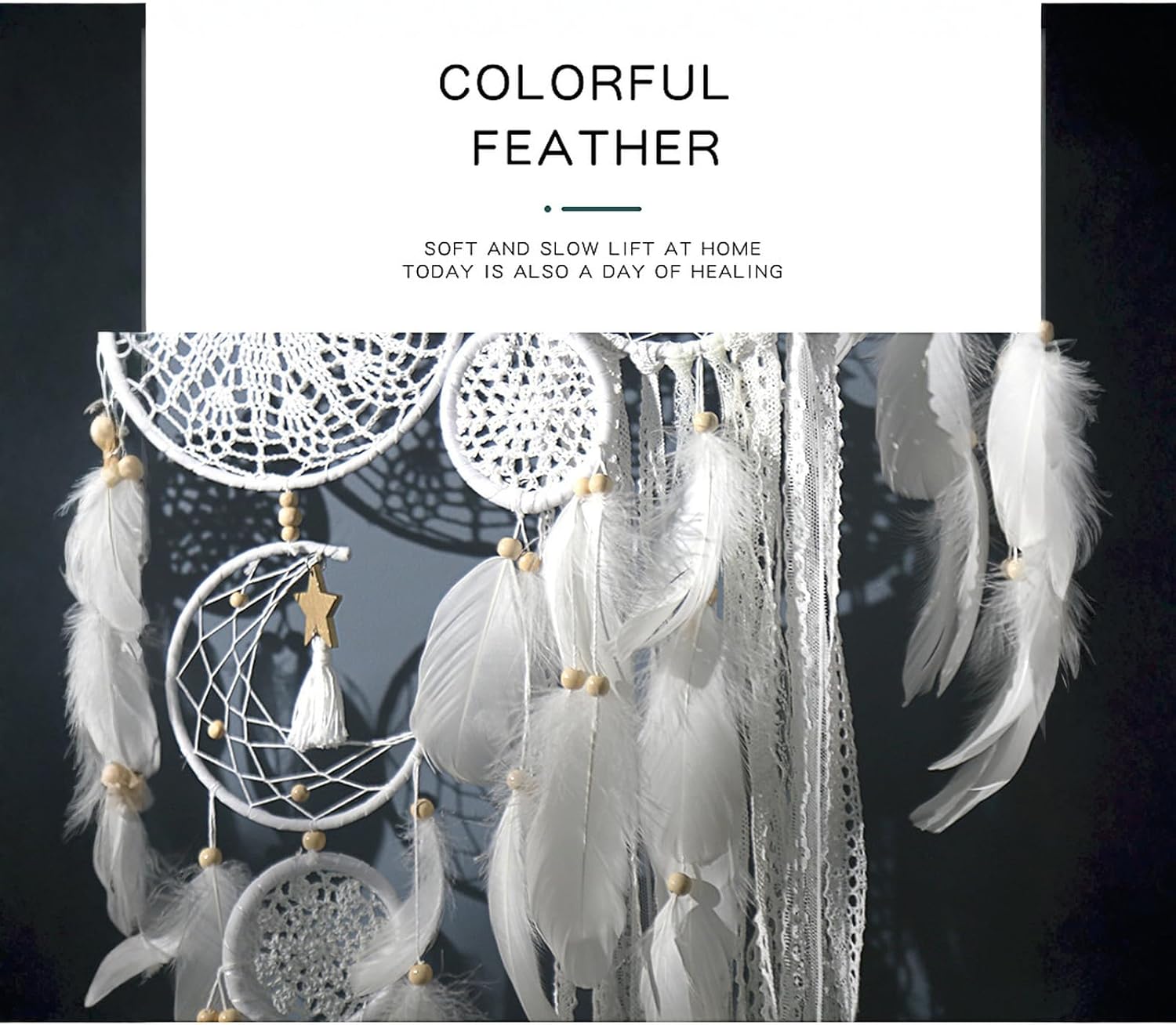 Dream Catcher Wall Decor,Large Boho Dream Catcher with Luxurious Feathers & Beads, Handmade Wall Hanging for Bedroom,Living Room, Gift Ready for Girls & Adults (Camel)