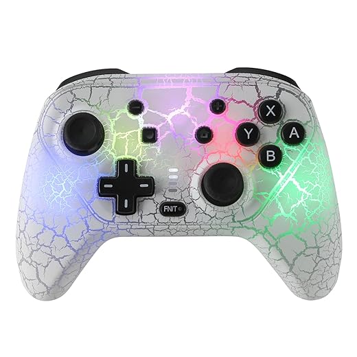 HTQ LED Switch Controllers, Wireless Switch Controller for Switch/Switch Lite/Switch OLED,Switch Remote Gamepad with 8 Colors LED Light/Screenshot/Wakeup/Dual Vibration/Turbo/Motion Control