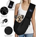 Cuby Dog Cat Sling Carrier Hands Free Reversible Pet Papoose Bag Soft Pouch Tote Purse Carrier for Puppy, Small Dogs Cats Outdoor Travel (Black, Unadjustable Strap)
