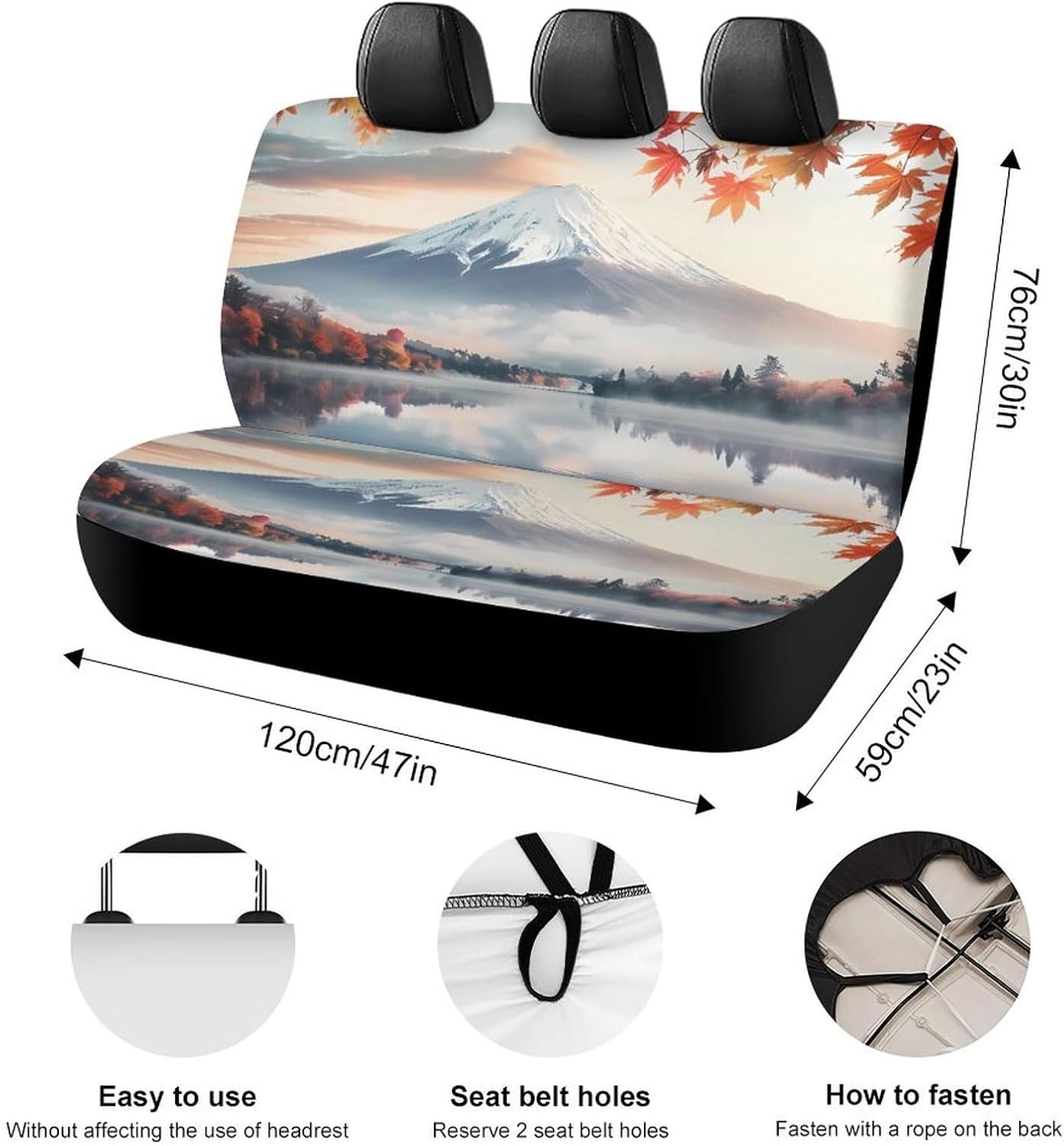Fushi Ko Car Seat Cover Print Rear Bench Seat Cover Car Seat Protector Car Interior Accessories for Women Men