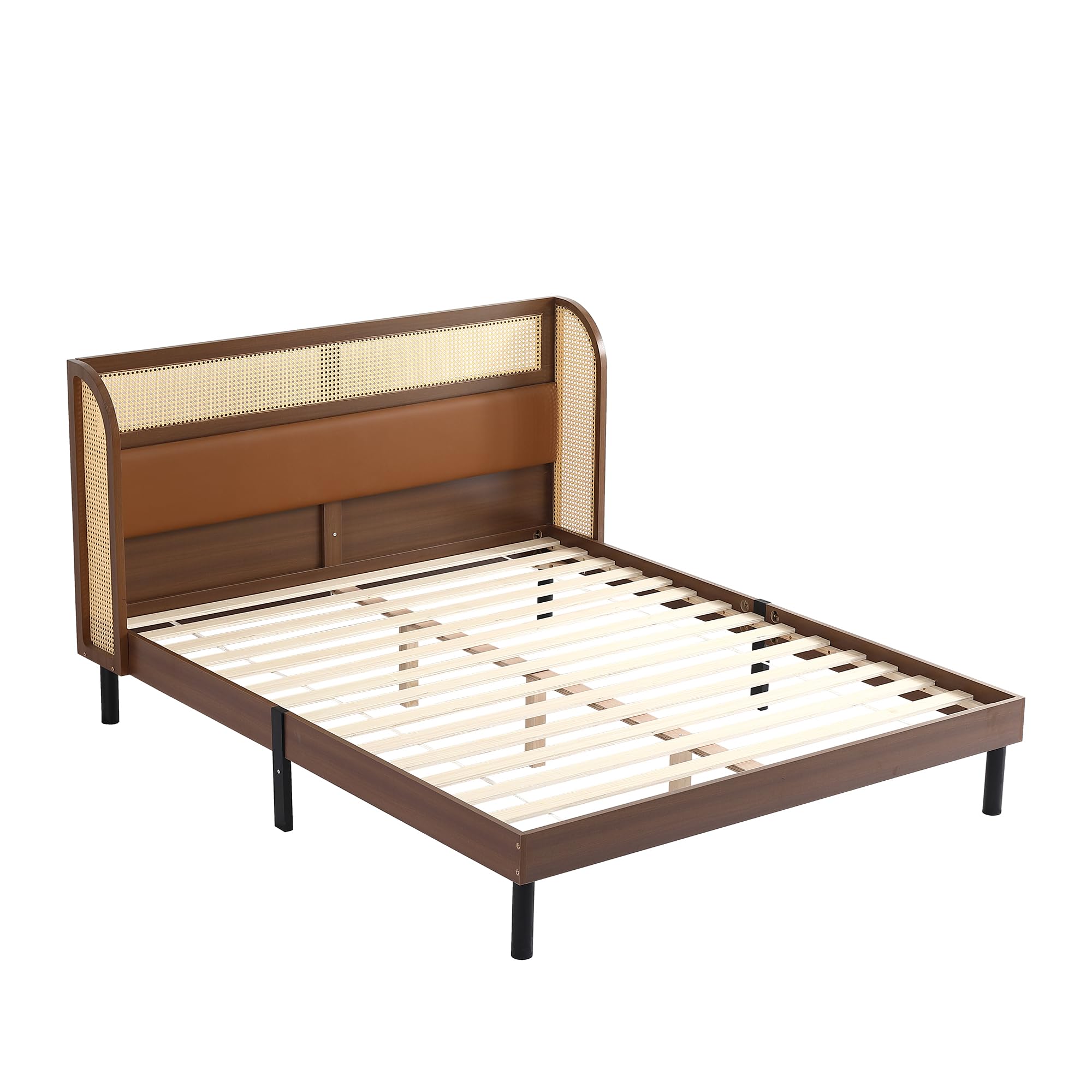 Set di 3 camere da letto complete, in rattan moderno, letto matrimoniale, comodino+cassettiera, 160 x 200 cm, letto matrimoniale con imbottitura in poliuretano e rattan, comodino con 2 cassetti,