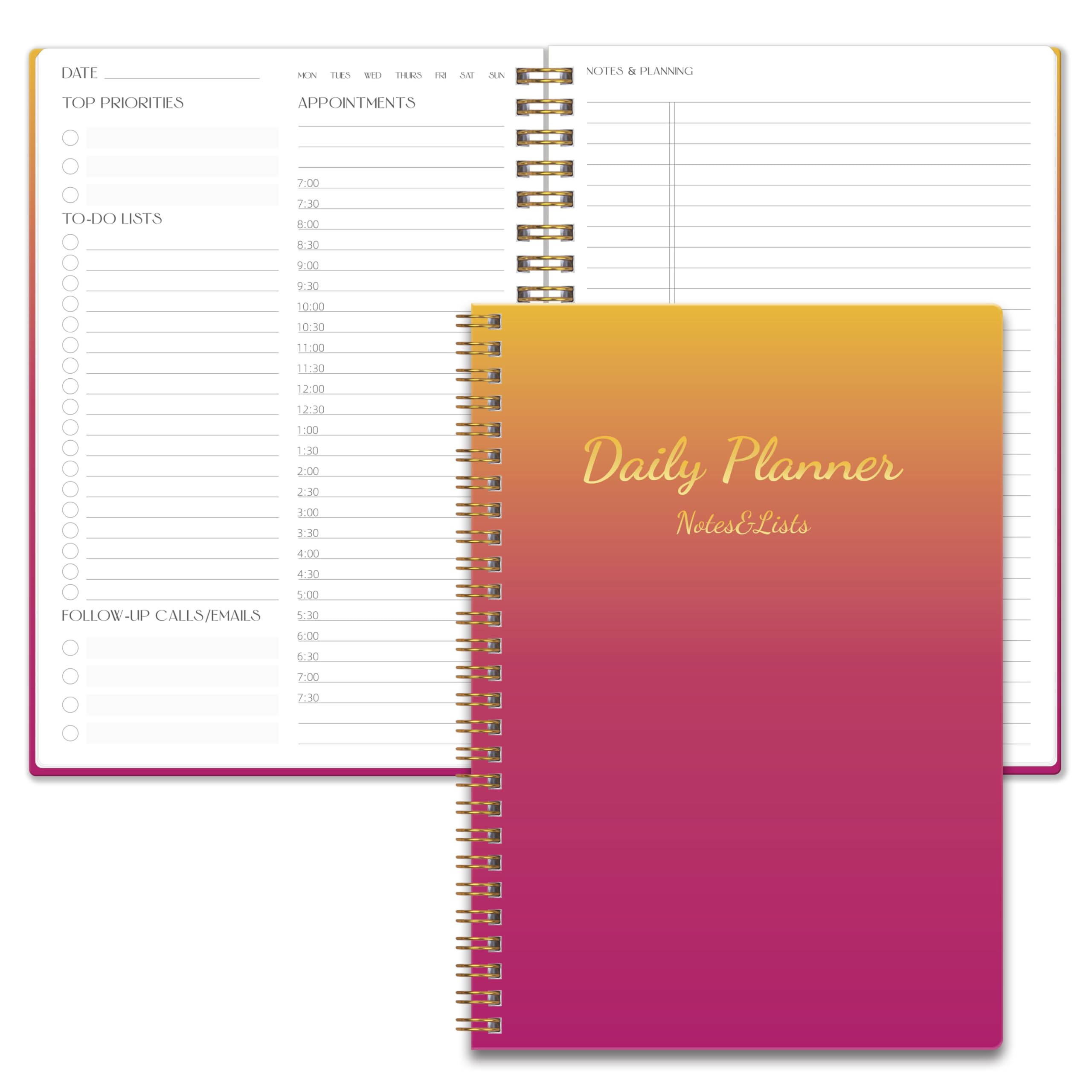 Cute Daily Planner Undated & To Do List Notebook for Work: With Hourly Schedule, 80 days Day on a Page Planner for Life Tasks - Day & Hour Agenda,