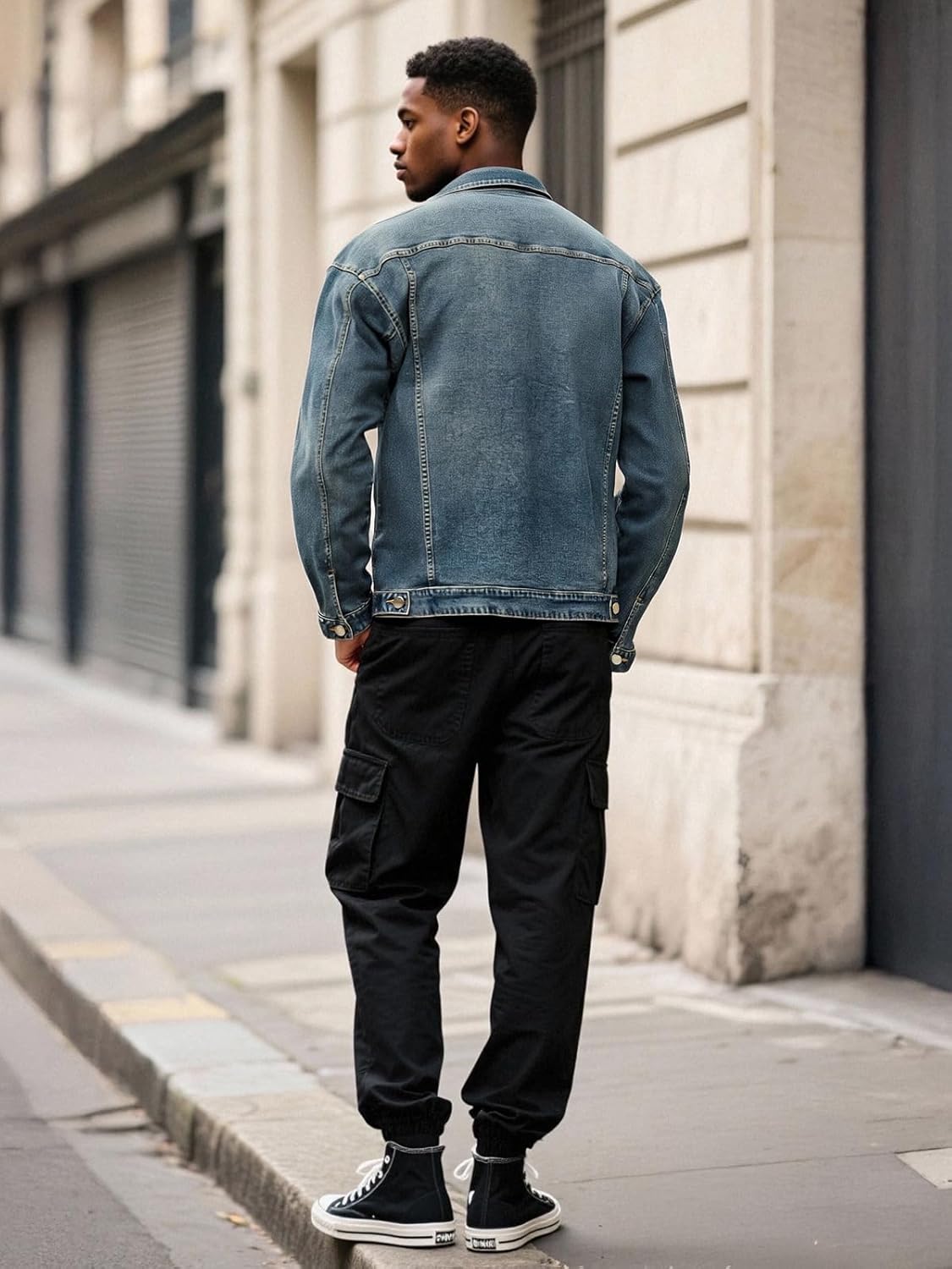 LONGBIDA Men's Casual Classic Denim Jacket Slim Fit Fashion Jean Coat - Image 3