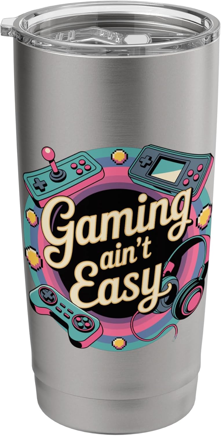 Gaming Ain’t Easy Retro Gamer Headset Controller Design Stainless Steel Insulated Tumbler