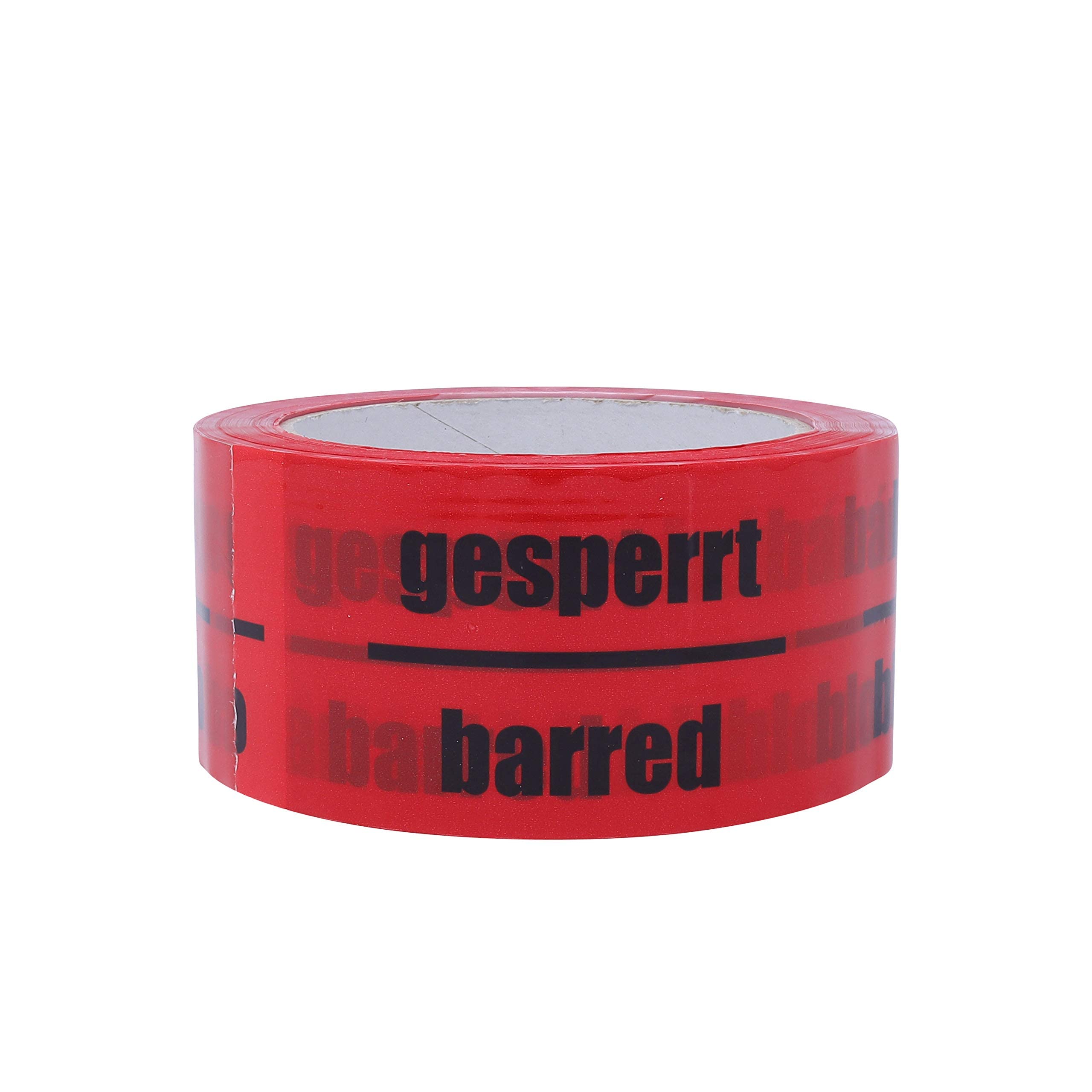 gws Cinta de embalaje bloqueada roja PP silenciosa | Cinta adhesiva de embalaje de calidad profesional | Cinta indicativa alemana/ingles/francés/italiana | 50 mm x 66 m (36 rollos)