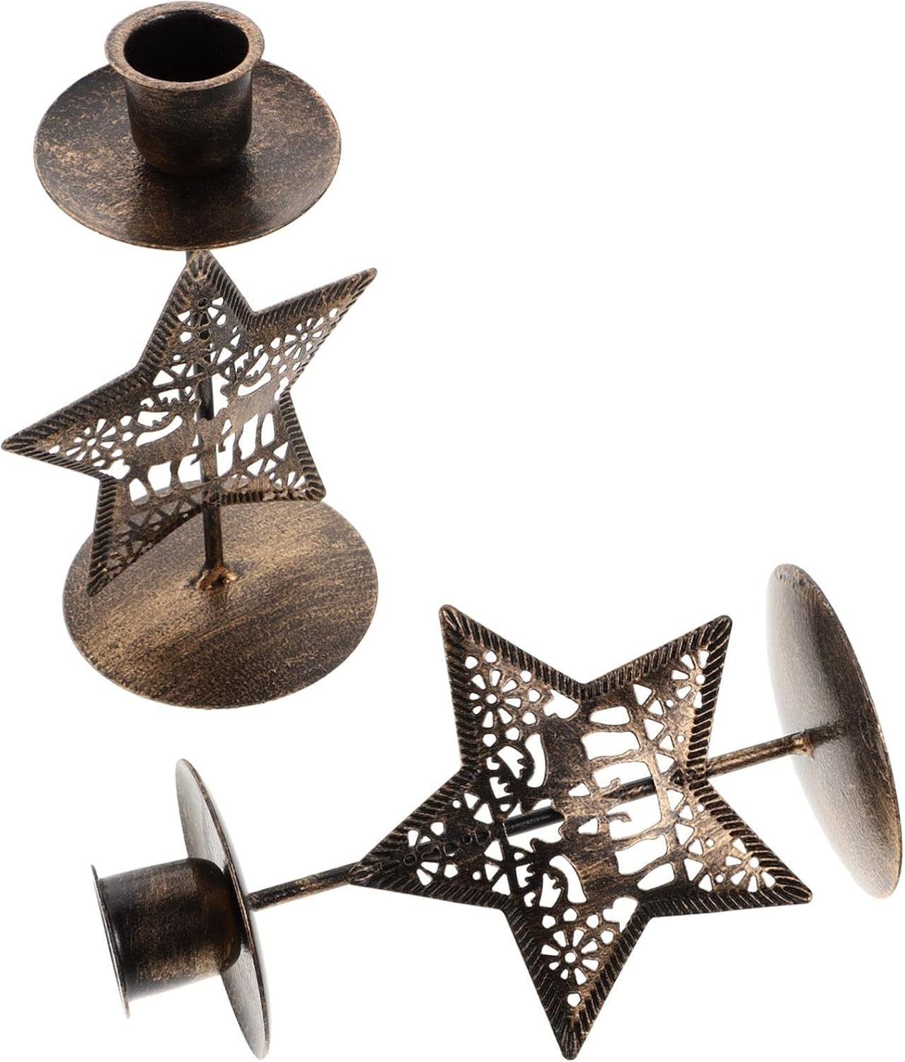 Zerodeko 4pcs Retro Iron Candle Holders for Christmas Decoration Elegant Vintage Design for Home Decor Weddings Parties and Festive Occasions