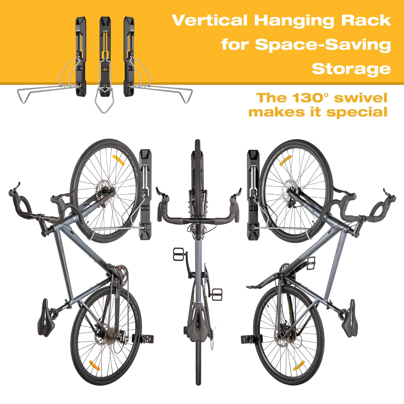 CXWXC Porte-vélos Garage - Support mural pivotant pour vélo - Crochet de vélo pour le garage, gain de place, rangement intérieur de vélo pour vélos de route, VTT et vélos hybrides