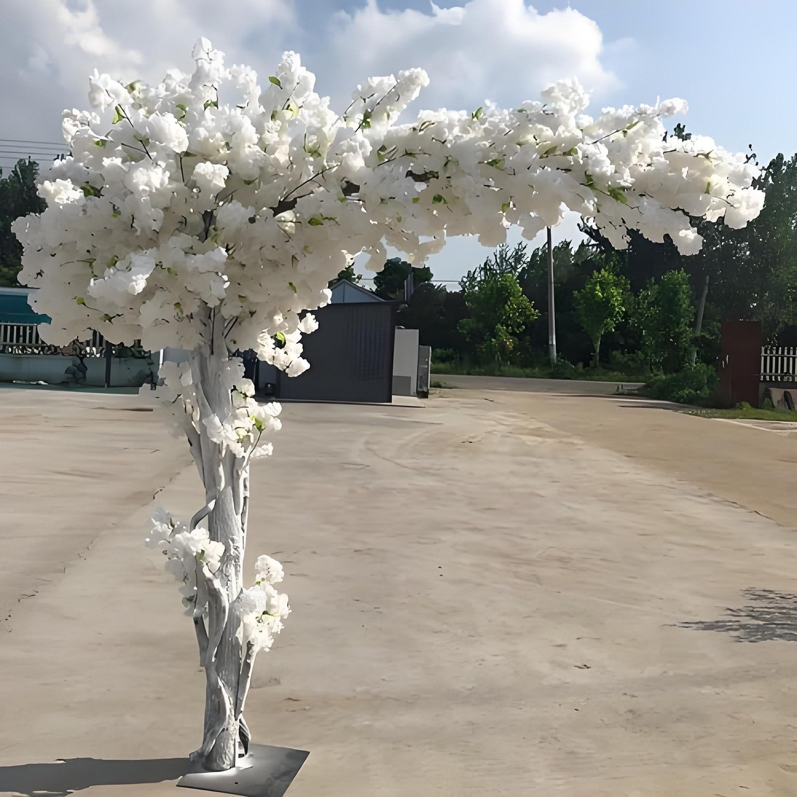 Sztuczne drzewa wiśniowe, sztuczna duża roślina, symulacja różowego drzewa wiśniowego, do domu, na wesele, do ogrodu, do biura, sztuczne pnącza, kwiaty ślubne, przedłużone White-1.8m*1.5m