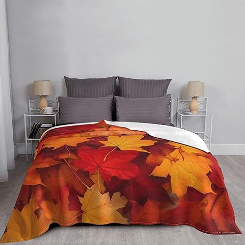 Miniatura 5 de Manta de franela estampada decorativa, hojas de otoño, manta suave para cama, sofá, decoración de silla, regalos para todas las estaciones, 60 x 50