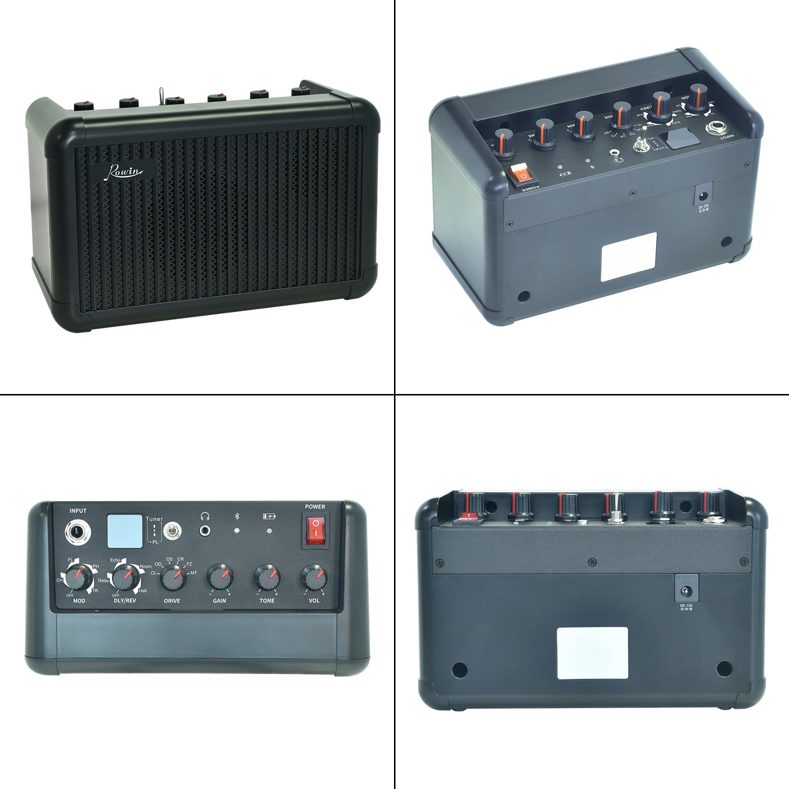 Ampli de Guitare électrique 15 W Haut-Parleur BT sans Fil Ampli de Guitare Acoustique avec Fonction de réglage 8 Effets sonores Batterie Rechargeable 2200 mAh pour l'enregistrement de Pratique