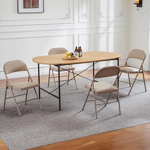 Miniatura 7 de Juego de 4 sillas plegables acolchadas de acrílico apilables portátiles con cojín para actividades al aire libre, reuniones en interiores, salas de