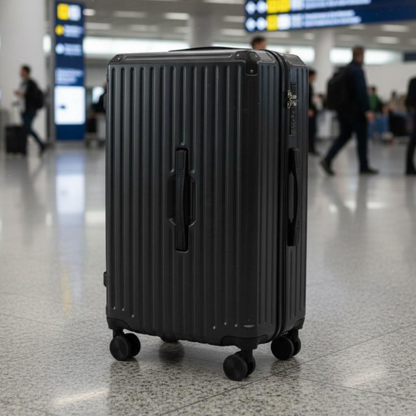 Almencla Valigia Rigida Rotante Trolley Bagaglio Valigia Trolley Valigia da Viaggio Struttura Rigida in Protezione Graffi E Urti Ruote Universali Scorrevoli, Nero, 24 Pollici