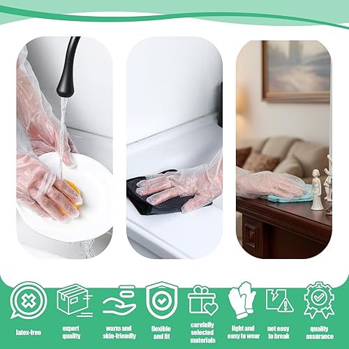 Miniatura 5 de 20 guantes de limpieza de goma desechables largos transparentes, guantes de plástico para lavar platos, guantes de plástico desechables impermeables