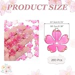 PATIKIL 200Pcs 19mm Perles de fleurs acryliques, cerise Blossom Gradient Or-Plated Floral Perles charme pour la fabrication de bijoux Bracelet Collier Boucles d'oreilles DIY Artisanat, Rose Rouge