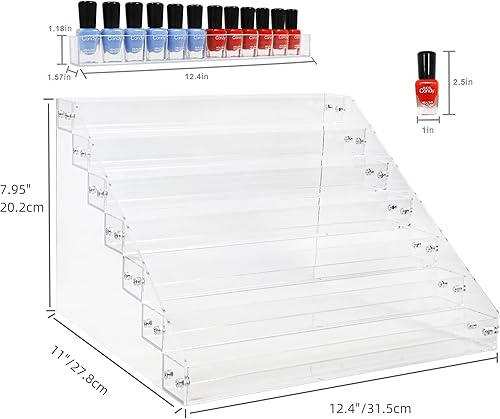 Miniatura 3 de Kingtaily Organizador de 7 capas de gran capacidad, acrílico transparente para uñas, aceite esencial, lápiz labial y gafas de sol