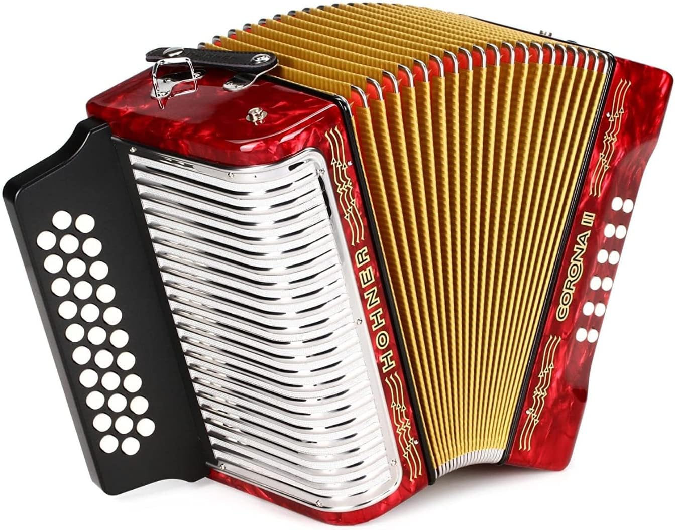 Hohner 3500GR Corona II Diatonic Accordion (GCF Keys, Pearl Red)