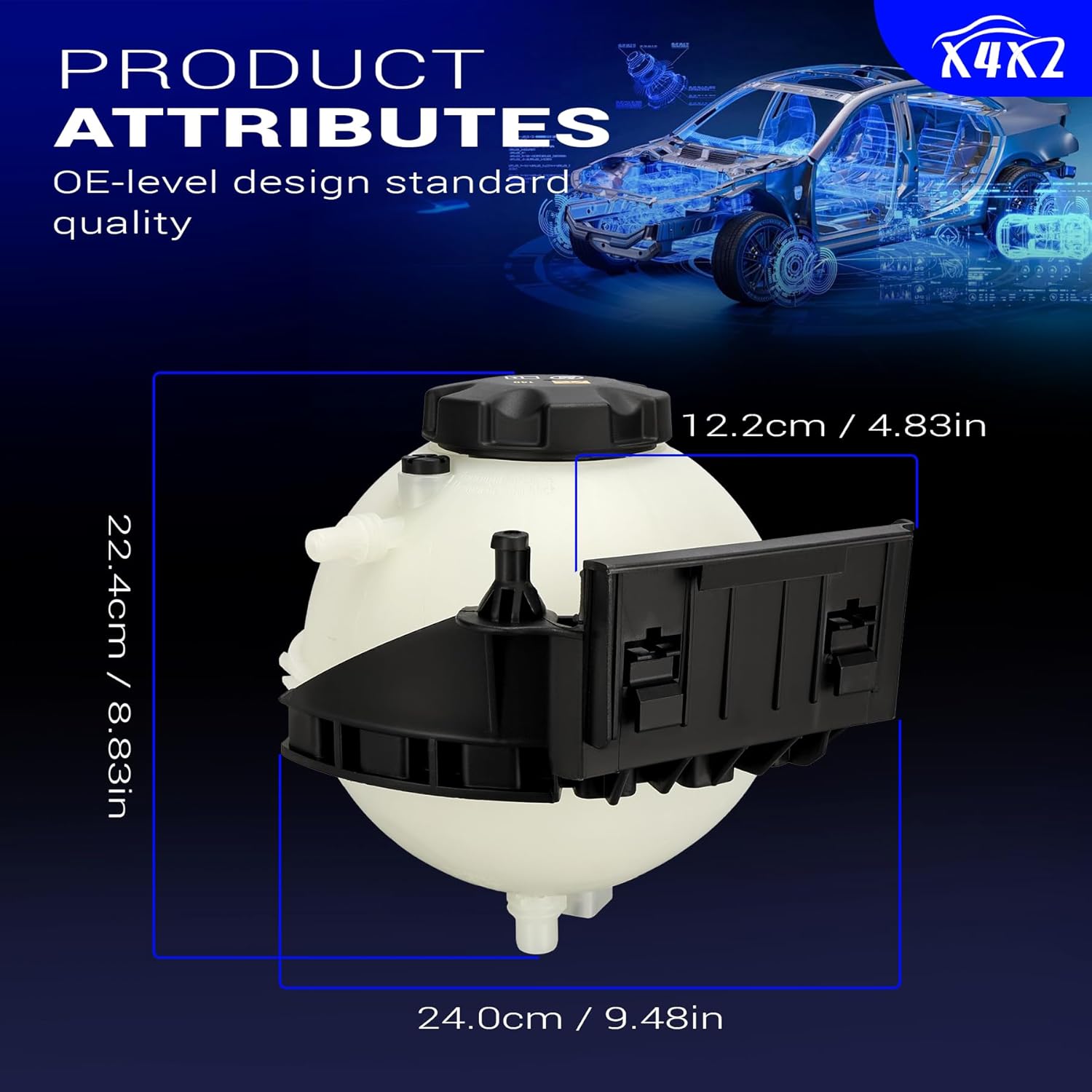 603-880 Coolant Overflow Reservoir Tank with Cap &Sensor For 2012-2019 BMW 120i 220i 228i 320i 320i 328i 428i 520i L4 2.0L Replaces#17137642158 17137609469