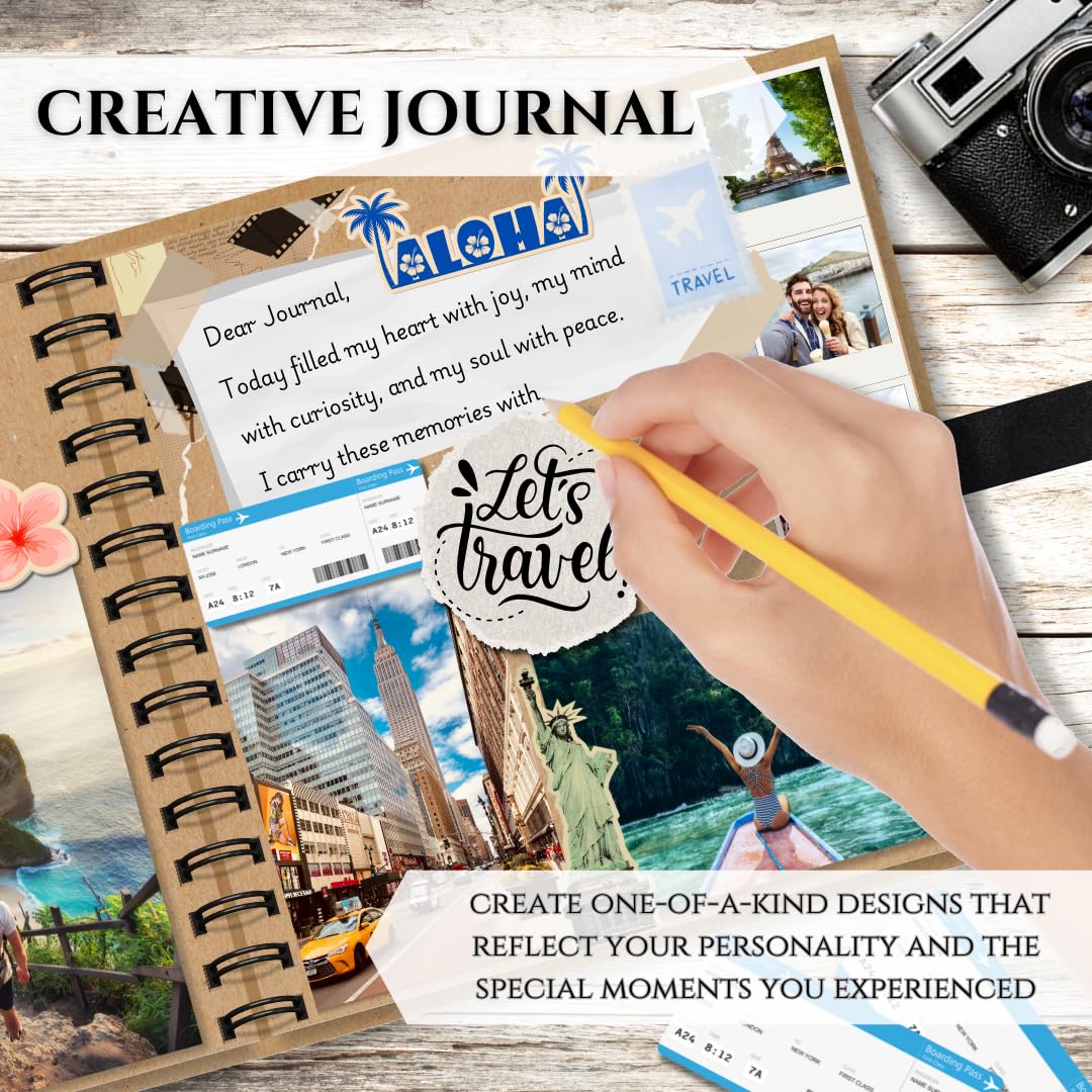 Handcrafted Photo Album Book Kraft Paper Pages DIY Scrapbook Album for Wedding A