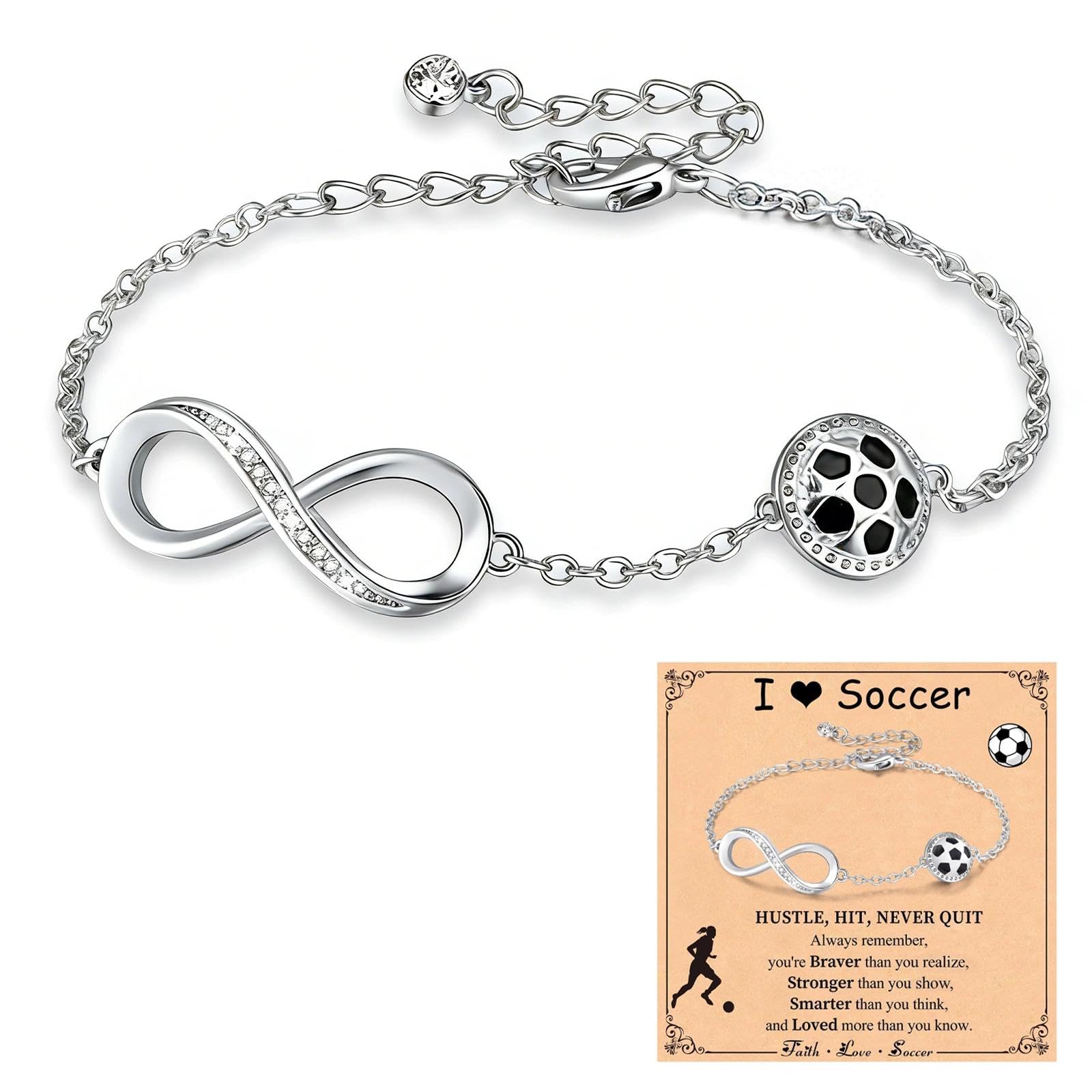 Fußball Armband, Silber Armband Schmuck Damen, Fussball Deko Geburtstag | Verstellbares Freundschaftsarmband für Teenager Erwachsene Mädchen und Jungen Mitgebsel Schulanfang Geschenke