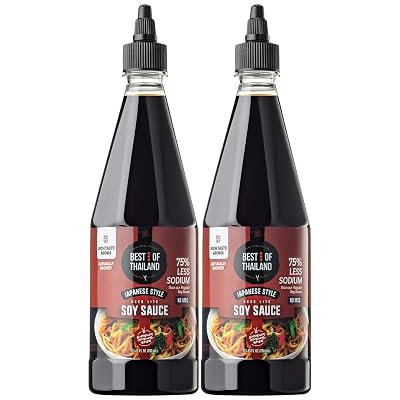 Best of Thailand Japanese Soy Sauce | Japanese Style Barrel Aged Lite Dark Soy Sauce | 2 Bottles of 23.65oz Real Authentic Asian-Brewed Marinade Sauce & Glaze for Sushi | No MSG 75% Less Sodium