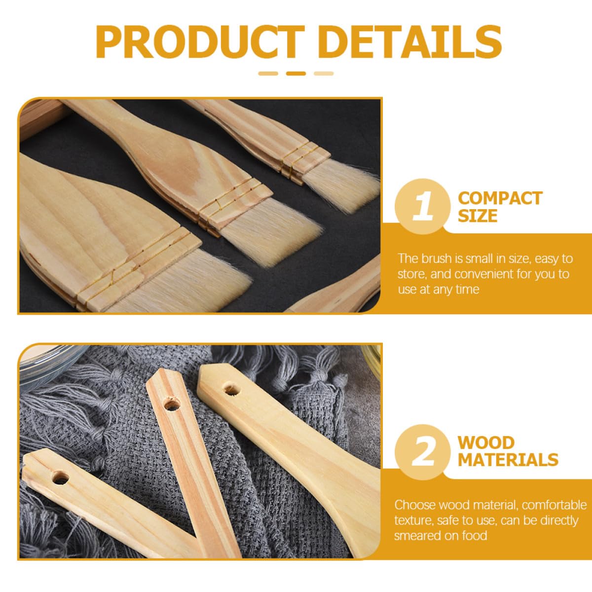 Alasum 3 Stück Backpinsel aus Wolle mit Holzgriff Multifunktionale Grillbürste und Ölpinsel für Einfaches Grillen und Backen Leicht und Professionell