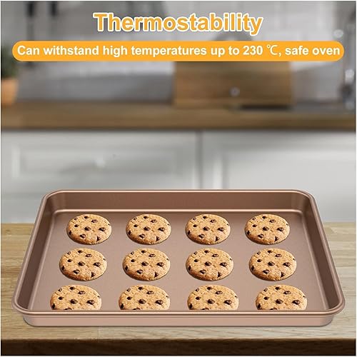 Miniatura 3 de 2Pcs Steel Baking Sheet Pan Round Rolled Edge Design Bakeware Nonstick Rectangle Tray for Bread Cookies Jelly Roll