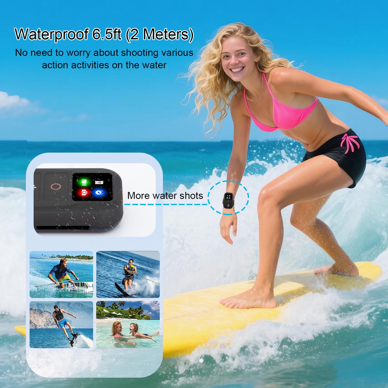 Suptig Telecomando Wireless per GoPro Hero 13/12/11/10/9/8 Nero, Gopro Max, Telefono, Batteria Ricaricabile Integrata