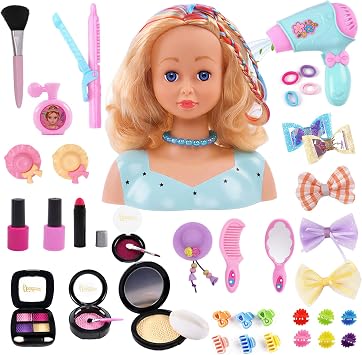 Icetop Styling Head Doll, Hairdressing Head Set with Styling Makeup Kit