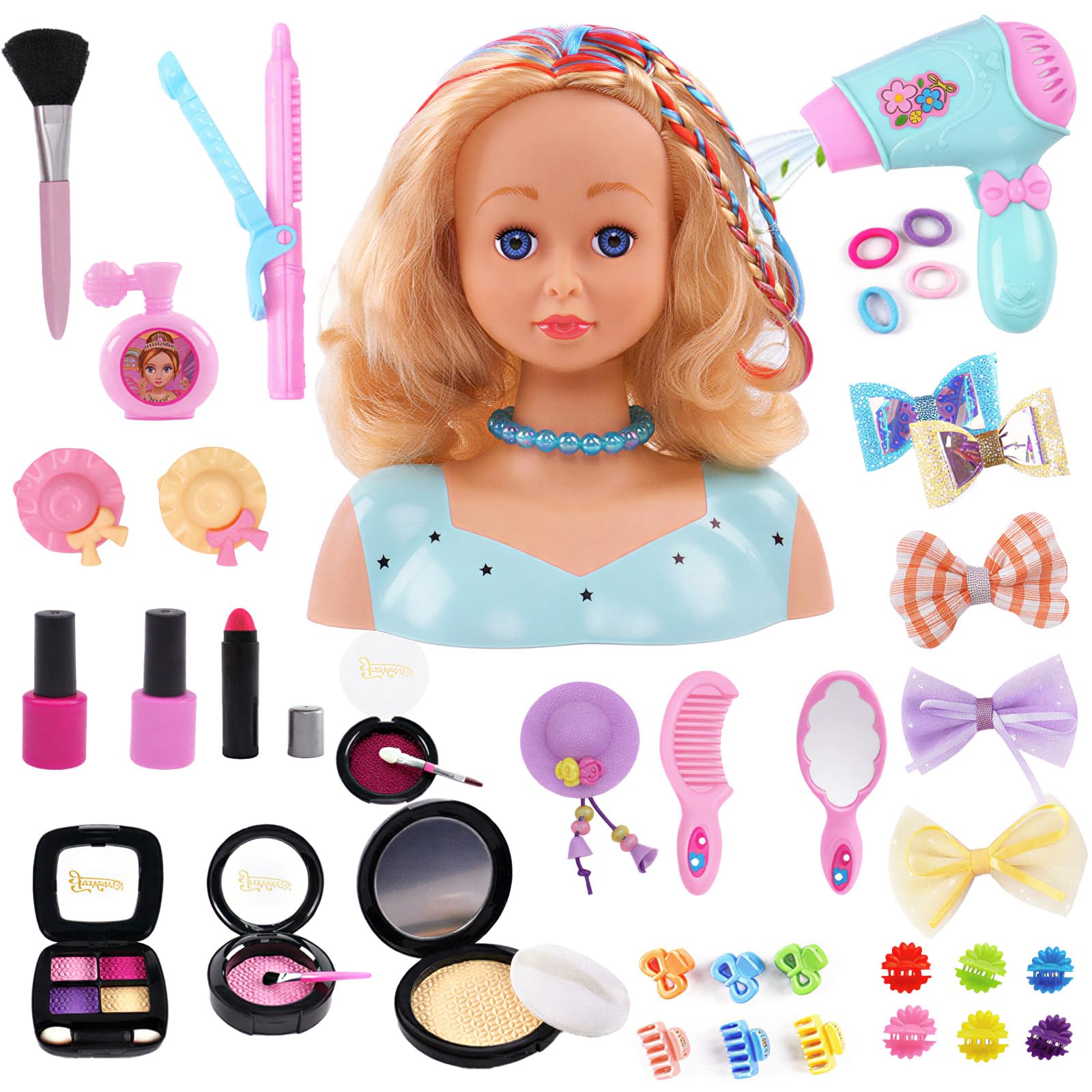 Icetop Styling Head Doll, Hairdressing Head Set with Styling Makeup Kit Perfect Creative Birthday Gifts for Girls
