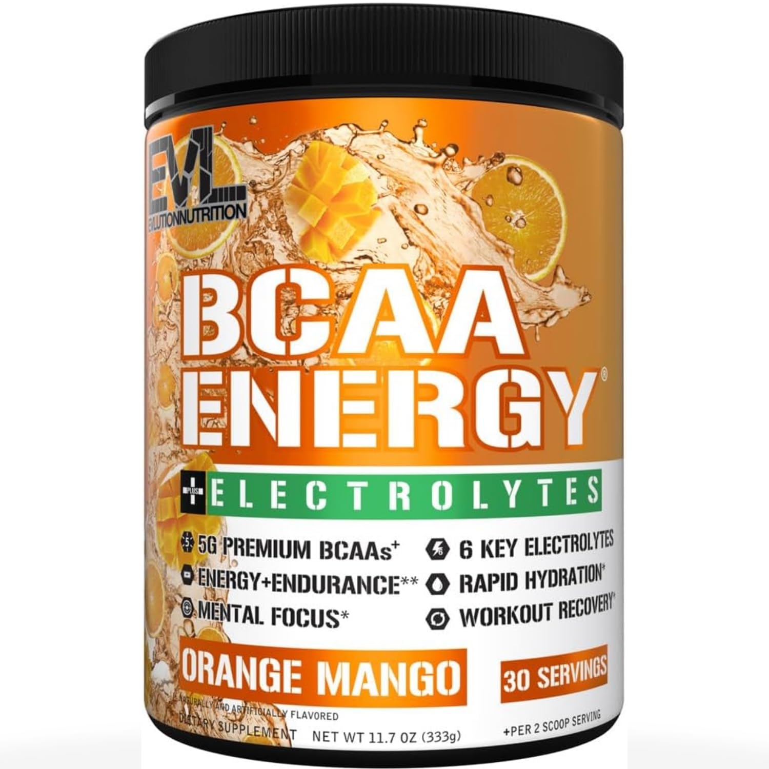 EVL BCAA Energy Amino Acids Powder with 6 Electrolytes - Orange Mango