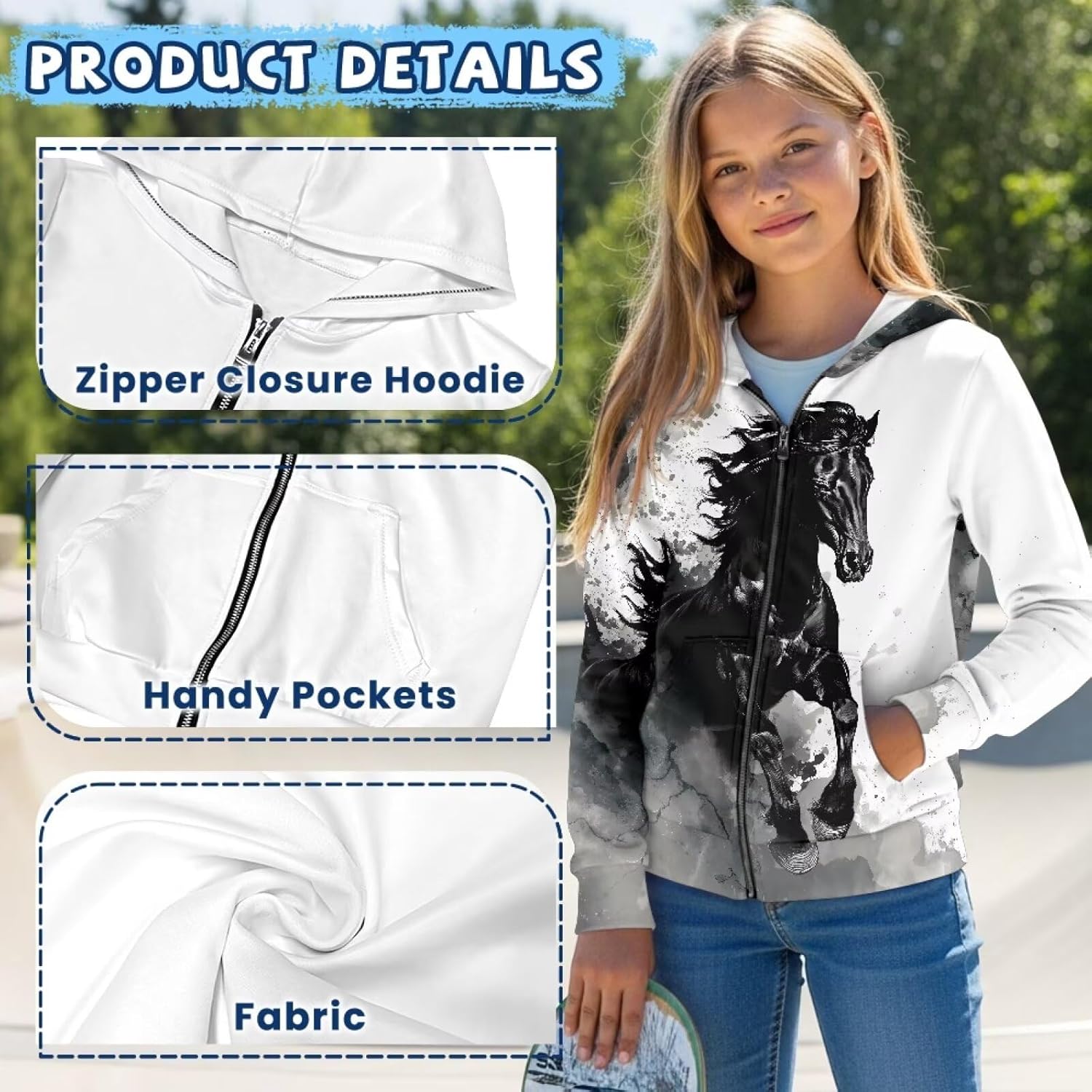 Kids Zip Up Hoodies Long Sleeve Casual Elastic Sweatshirt Fleece Warm Fall Winter Jacket Soft Loose Comfort Tops