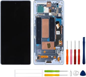 New Blue 6.1" OLED Display Compatible with Google Pixel 7A [with Frame] GWKK3, GHL1X, G0DZQ, G82U8 Touch Screen Digitizer Assembly Replacement + Tools