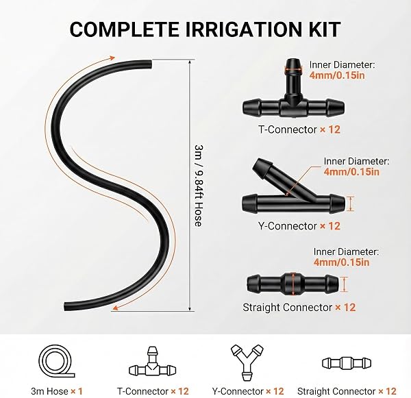 3 Meter Windshield Washer Hose and Nozzle Set, Car Windscreen Washer Pipe Repair Kit, with 36 Pcs Y I T Type Automotive Hose Connectors, Car Windscreen Wiper Hoses to Connect Water Pump and Nozzles - 2
