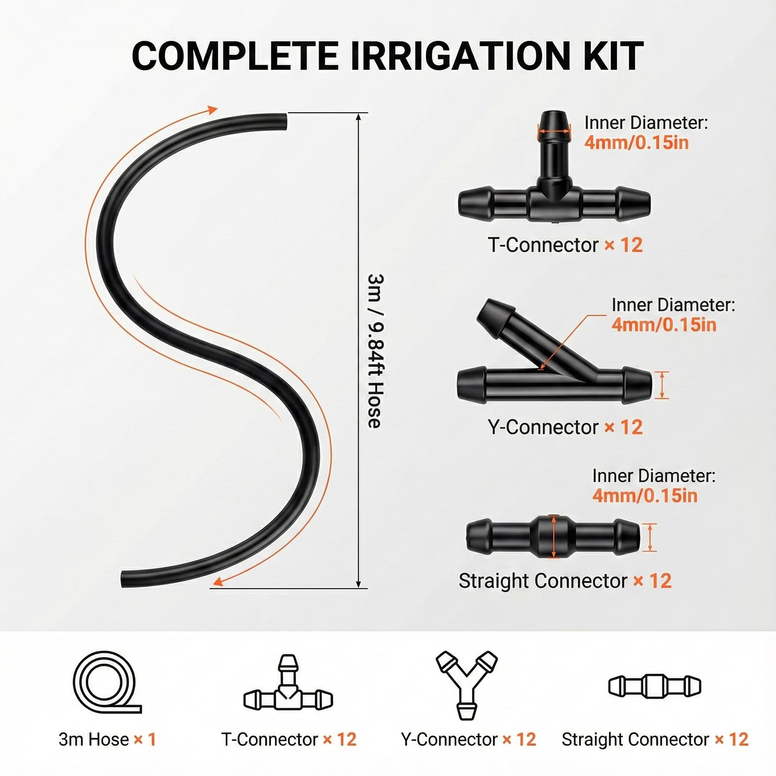3 Meter Windshield Washer Hose and Nozzle Set, Car Windscreen Washer Pipe Repair Kit, with 36 Pcs Y I T Type Automotive Hose Connectors, Car Windscreen Wiper Hoses to Connect Water Pump and Nozzles - 2