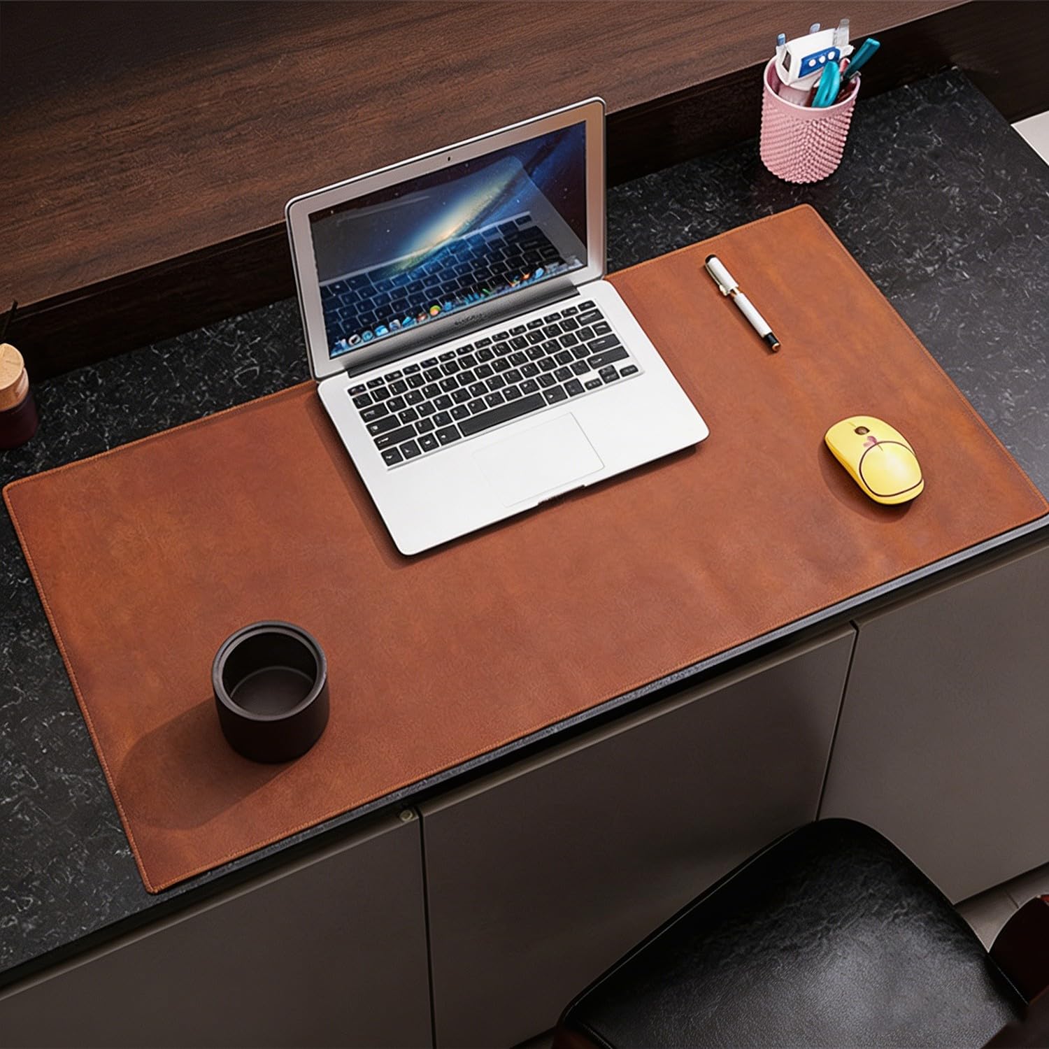Tappetino antiscivolo per scrivania in vera pelle, Sottomano impermeabile per scrivania in vera pelle, Tappetino per laptop facile da pulire, per ufficio/casa/arredamento(Brown,120x60cm)