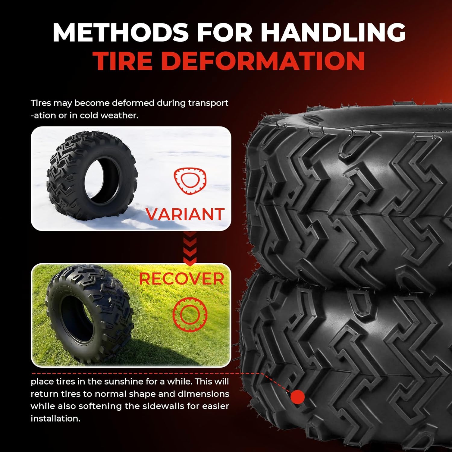 22x11-10 ATV/UTV Tires, 22x11x10 All-Terrain Tires, 4-Ply Rated, Heavy Duty Tubeless, Non-Directional Tread, Set of 2