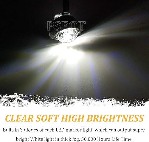 Miniatura 4 de PSEQT Luces LED redondas laterales de 34 pulgadas, marcador de señal de giro, bala, ojal, impermeable, para camioneta, camión, autobús, Wrangler,