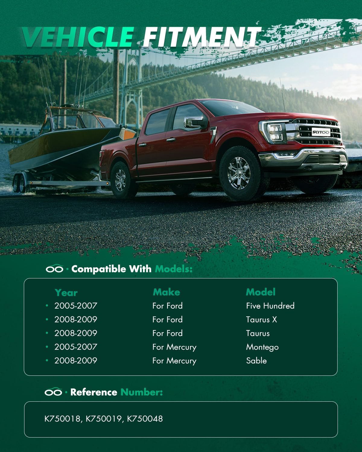 SCITOO 4pcs Suspension Kit Front Rear Sway Bar Link Fit 2005-2007 For Ford Five Hundred Freestyle For Mercury Montego 2008-2009 For Ford Taurus/Taurus X For Mercury Sable