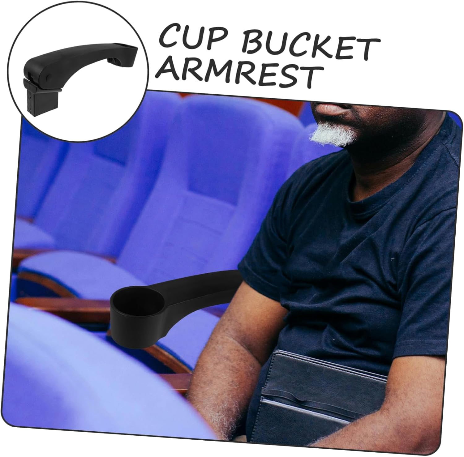 Theater Chair Armrest Replacement with Cup Holder Ergonomic Plastic Arm Rest for Office and Classroom Chairs