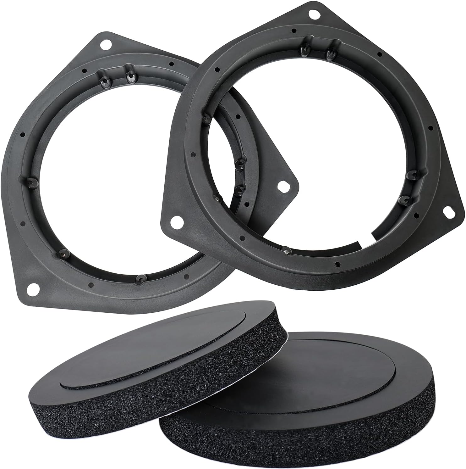 Solid Speaker Spacer with Foam Ring Compatible with Toyota RAV4 Corolla 4Runner Tacoma Sienna Yaris Matrix,6.5 Inch Car Door Speaker Adapter Spacers for Mount Hole Center Dist 5.04"